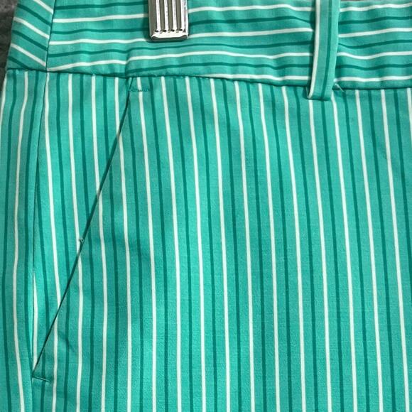 Michael Kors Turquoise Striped Shorts Women Size 12 Flat Front Button Zip Preppy - Picture 11 of 11